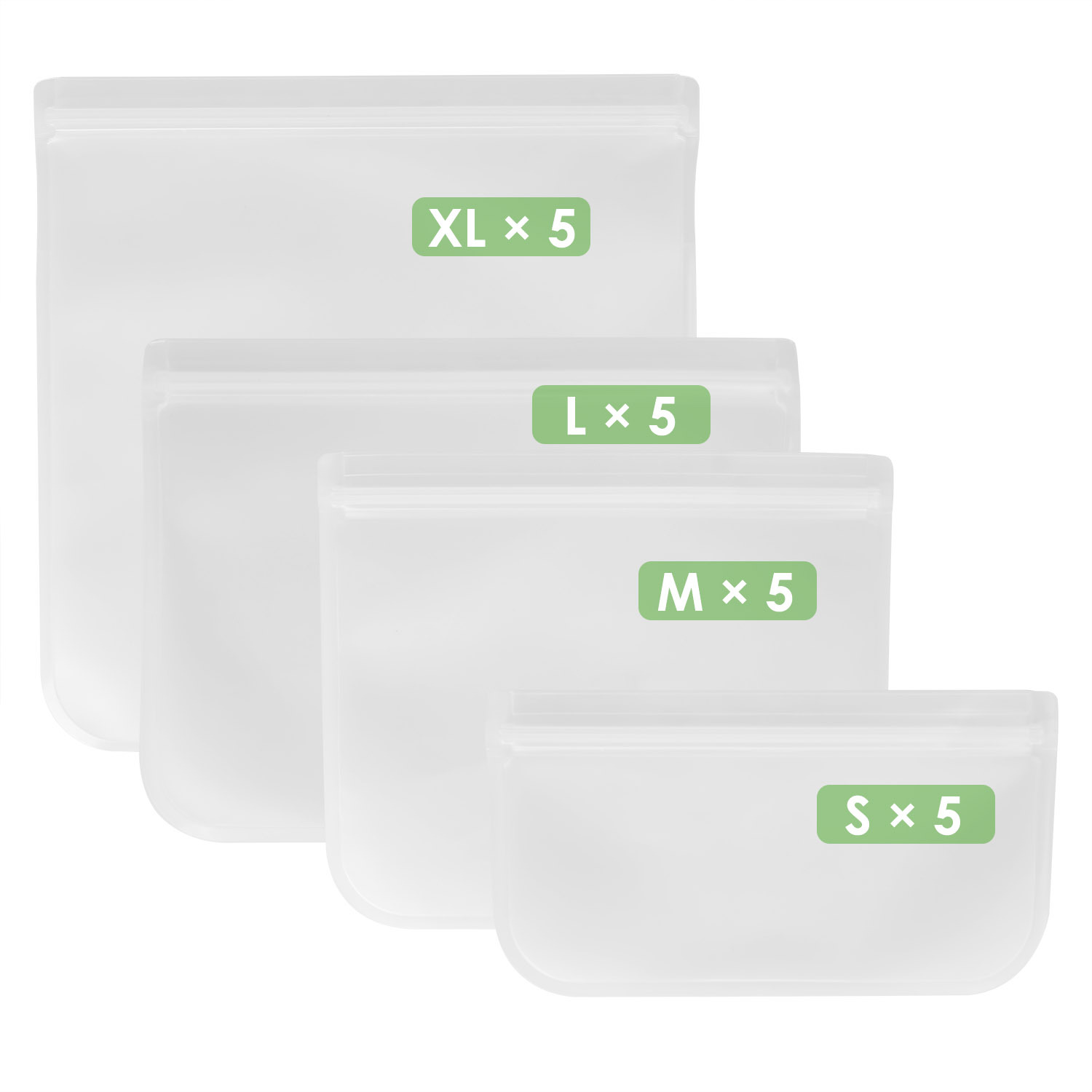 20Pcs Reusable Food Storage Bags 5 Sandwich Snack Gallon Quart Bag Leakproof BPA Free Food Container - Image 7