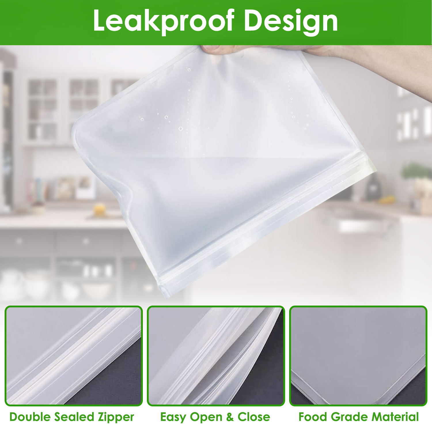 20Pcs Reusable Food Storage Bags 5 Sandwich Snack Gallon Quart Bag Leakproof BPA Free Food Container - Image 2